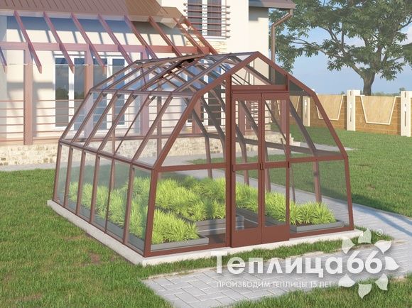 Теплица Рада Исеть под стекло 3х4 метра, коричневая