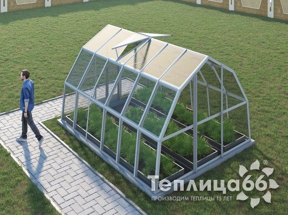 Теплица Рада Исеть под стекло 3х4 метра, белая