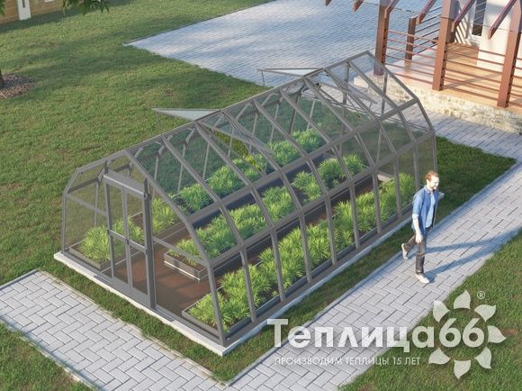 Теплица Рада Дунай под стекло, 3,5х6 метра, графитовая