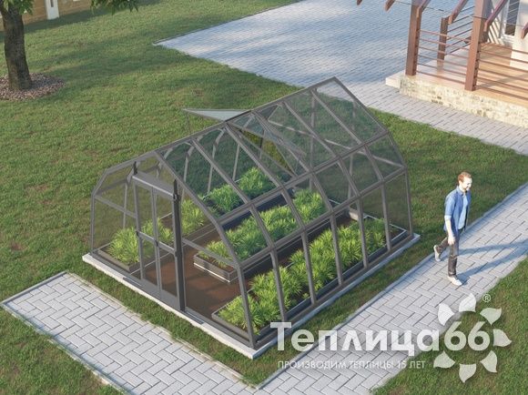 Теплица Рада Дунай под стекло, 3,5х4 метра, графитовая