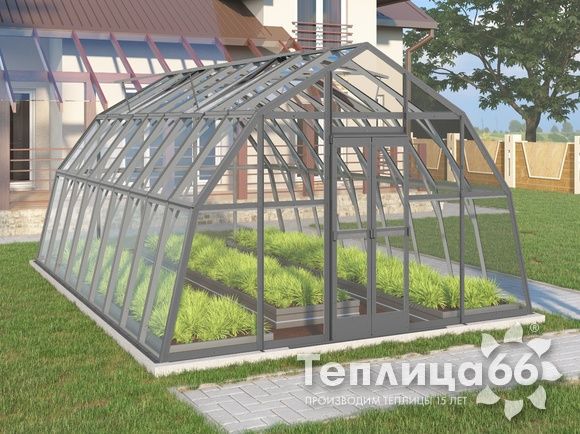 Теплица Рада Енисей под стекло, 4х6 метров, графитовая