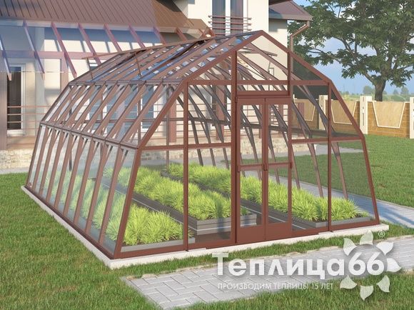 Теплица Рада Енисей под стекло, 4х6 метров, коричневая