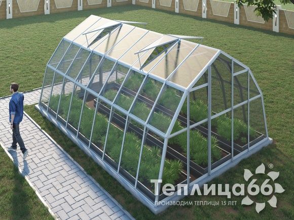 Теплица Рада Енисей под стекло, 4х6 метров, белая