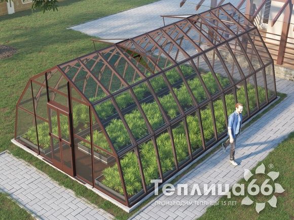 Теплица Рада Нил под стекло, 4,5х8 метров, коричневая