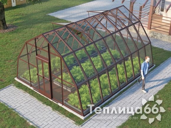 Теплица Рада Нил под стекло, 4,5х6 метров, коричневая