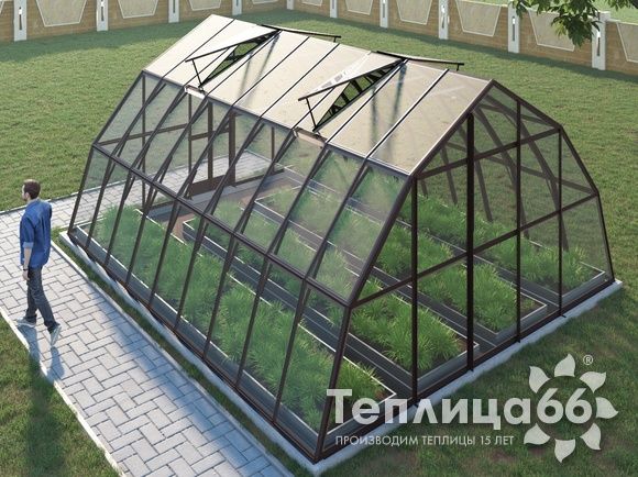 Теплица Рада Амазонка под стекло, 5х6 метров, коричневая