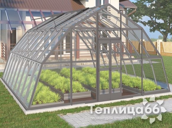 Теплица Рада Амазонка под стекло, 5х6 метров, графитовая