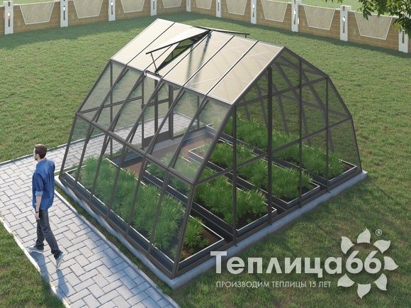 Теплица Рада Амазонка под стекло, 5х4 метра, графитовая