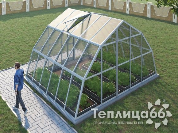 Теплица Рада Амазонка под стекло, 5х4 метра, белая