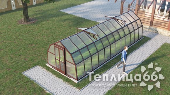 Теплица Рада Ладога из поликарбоната, 2.65х8 метров, коричневая