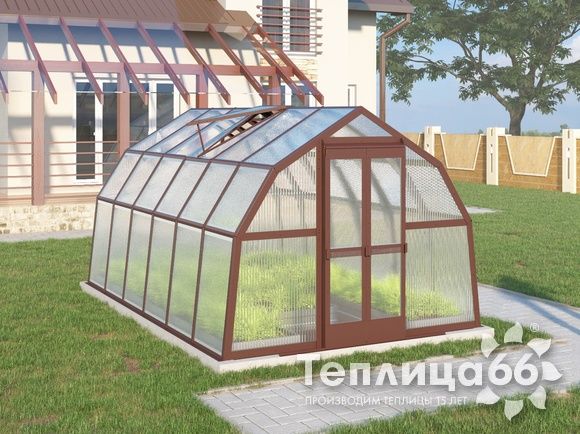 Теплица Рада Ладога из поликарбоната, 2.65х4 метра, коричневая