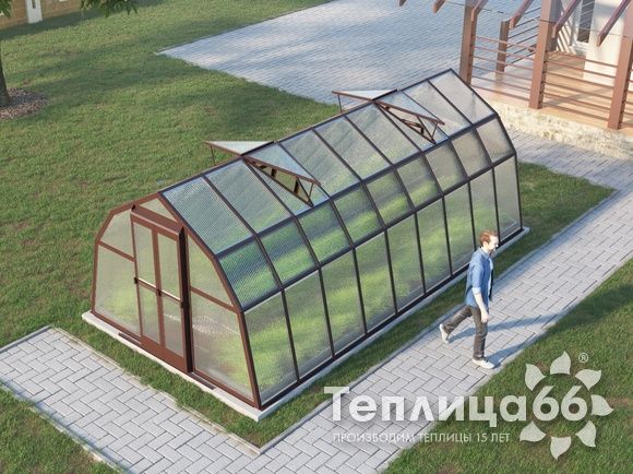 Теплица Рада Байкал из поликарбоната, 3x6 метров, коричневая