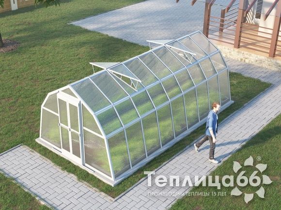Теплица Рада Байкал из поликарбоната, 3x6 метров, белая