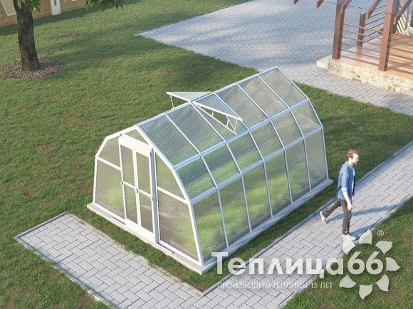 Теплица Рада Байкал из поликарбоната, 3x4 метра, белая