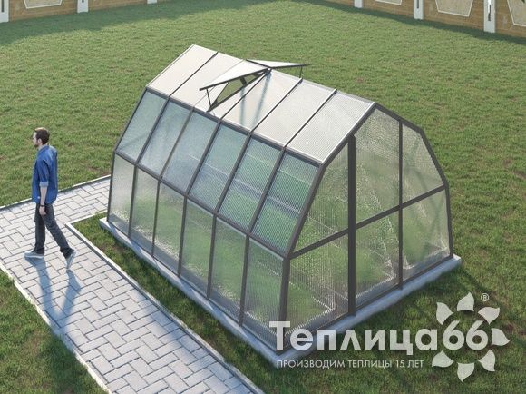Теплица Рада Рица из поликарбоната, 3x4 метра, графитовая