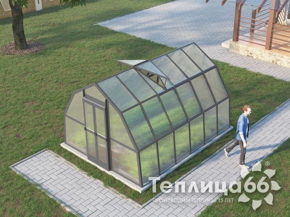 Теплица Рада Рица из поликарбоната, 3x4 метра, графитовая