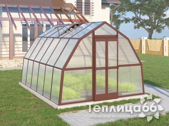 Теплица Рада Рица из поликарбоната, 3x4 метра, коричневая