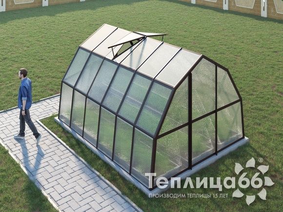 Теплица Рада Рица из поликарбоната, 3x4 метра, коричневая