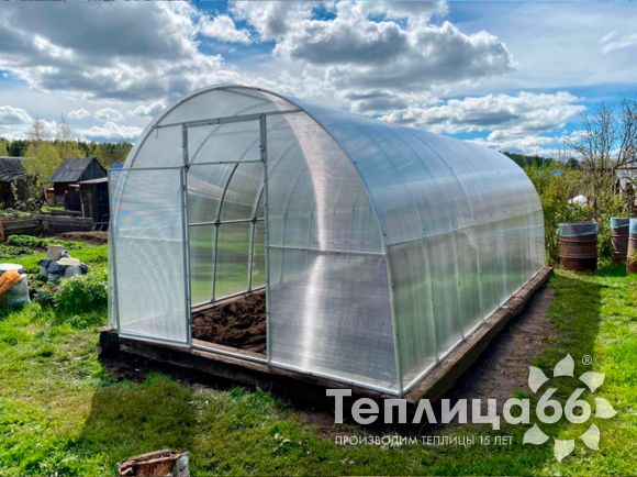 Теплица Рада Астра Стандарт, оцинкованный профиль 20х20, покрытие из поликарбоната, шириной 3 метра (шаг 0,65 м)